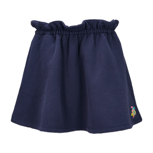 Gonna bambina in cotone tinta unita Blu marine vista frontale