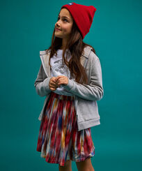 Falda de viscosa con estampado Ikat para niña Multicolores vista frontal desgastada