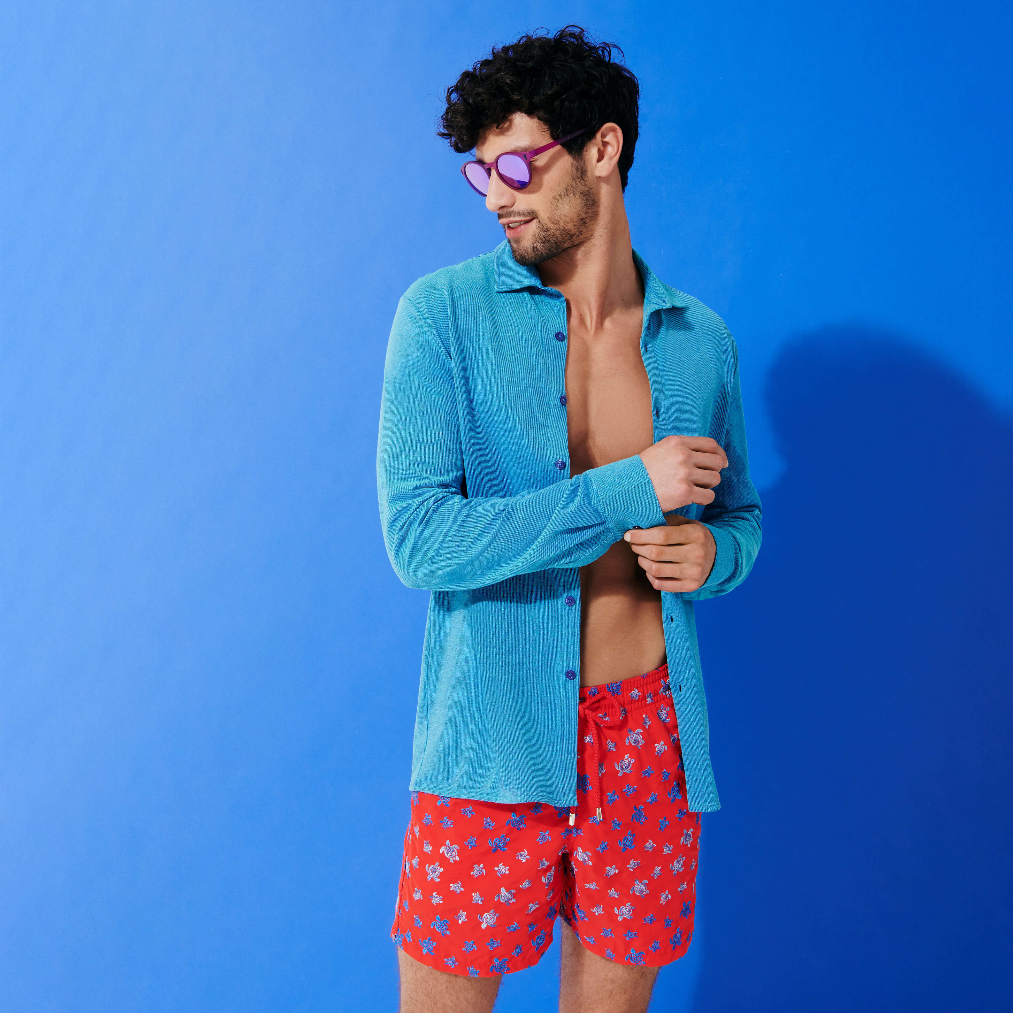 Men Swim Trunks Embroidered Micro Ronde Des Tortues Vilebrequin
