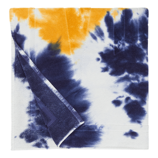 Toalla de playa de algodón con estampado Tie & Dye Azul marino vista trasera