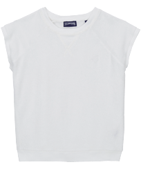 T-shirt sans manches en éponge fille uni Blanc vue de face