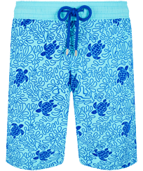 Maillot de bain stretch homme long Turtles Splash Flocké Bleu lazuli vue de face