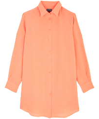Solid Hemdkleid aus Leinen für Damen Candy Vorderansicht