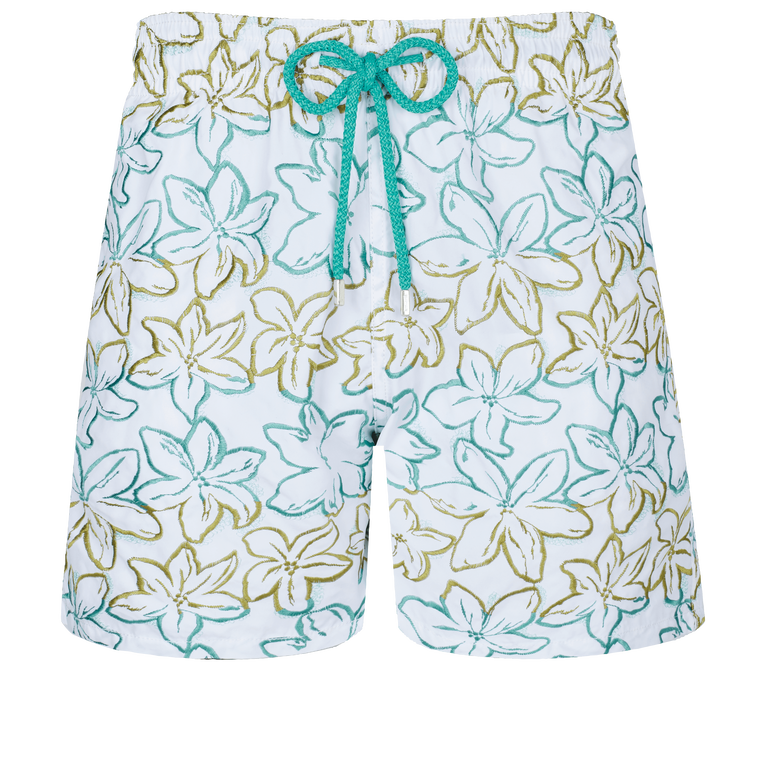 Men Swim Shorts Embroidered Raiatea - Swimming Trunk - Mistral - White