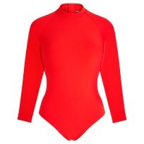 Bañador térmico de una pieza con protección UV y estampado Jacquard Vichy para mujer Amapola vista frontal