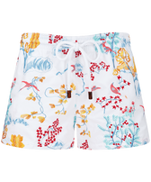 Pantaloncini mare donna ricamati Peaceful Trees Bianco vista frontale