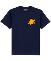 Men Cotton T-Shirt Turtle Patch Navy front view