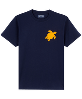 Camiseta de algodón con parche de la tortuga para hombre Azul marino vista frontal