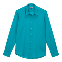 Camicia unisex leggera in voile di cotone tinta unita Emerald vista frontale