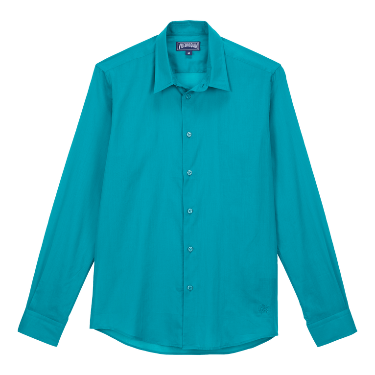 Unisex Cotton Voile Lightweight Shirt Solid - Caracal - Green - Size XL - Vilebrequin