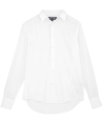 Camisa en gasa de algodón con estampado liso unisex Blanco vista frontal