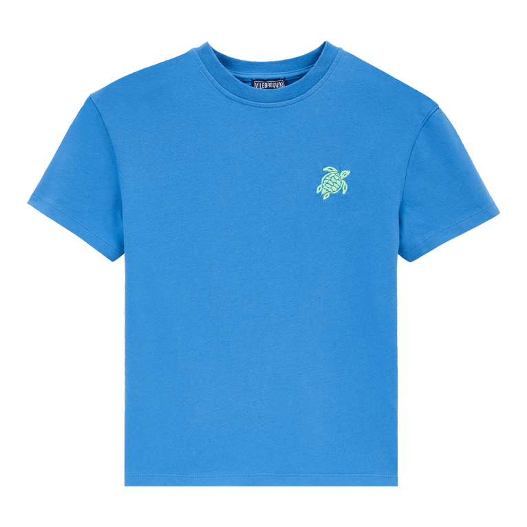 Boys Organic Cotton T-shirt Solid - Tee Shirt - Gabin - Blue - Size 10 - Vilebrequin