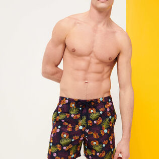 Men Swim Trunks Embroidered Mix of Flowers - Limited Edition Navy details view 3