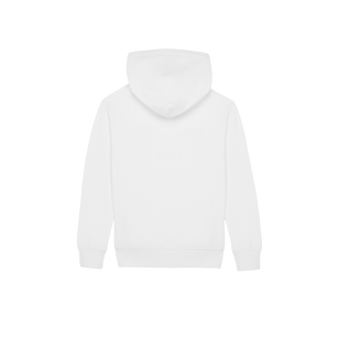 Sweat à capuche en coton organique garçon logo Blanc vue de dos