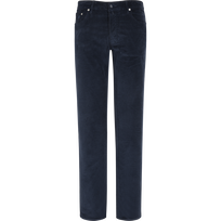 Pantaloni uomo a 5 tasche in velluto a coste 1500 righe Blu marine vista frontale