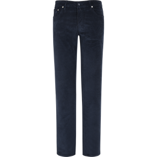 Pantalon en velours côtelé 5 poches homme 1500 raies Bleu marine vue de face