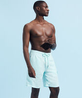 Men Linen Bermuda Shorts Solid Thalassa front worn view
