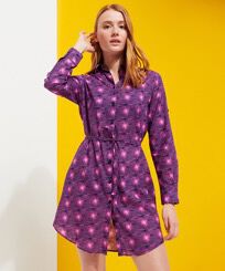 Robe Chemise en coton femme Hypno Shell Bleu marine vue portée de face