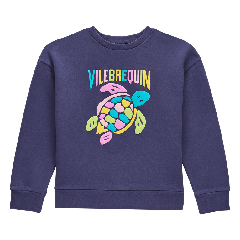 Girls Round-neck Sweatshirt Multicolor Turtle - Sweater - Galapa - Blue - Size 12 - Vilebrequin