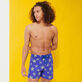 Men Swim Shorts Embroidered Starfish Dance - Limited Edition Purple blue front worn view