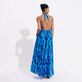 Vestito donna lungo in cotone con spalle scoperte Les Draps Froissés Blu nettuno vista indossata posteriore
