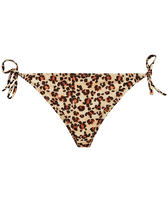 Braguita de bikini de corte brasileño con tiras anudadas en los laterales y estampado Turtles Leopard para mujer Straw vista frontal