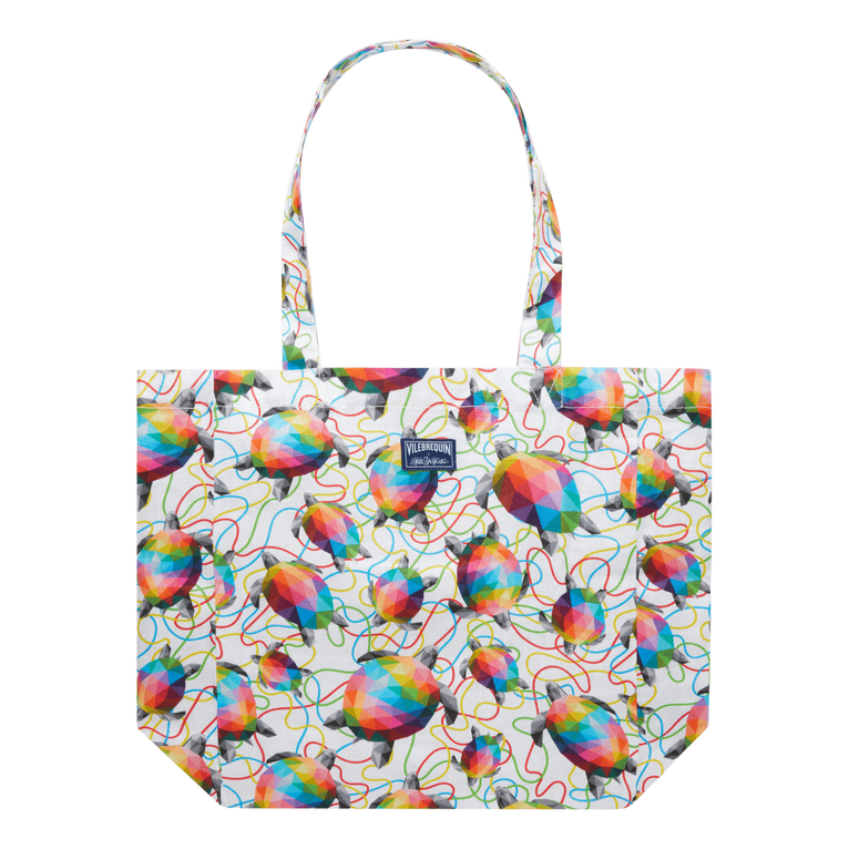 Bolso Tote De Lino Con Estampado Tortugas - Vilebrequin X Okuda San Miguel - Bolsa De Playa - Balade - Multi