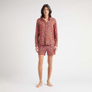 Camisa ligera en gasa de algodón de color liso con estampado Oursinades para hombre Amapola vista frontal desgastada