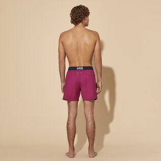 Men Wool Swim Shorts Super 120's Crimson purple back worn view