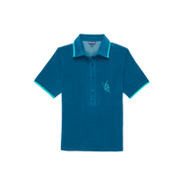 Polo en tejido terry con estampado VBQ Line para mujer Peacock vista frontal