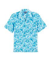 Men Cotton Silk Bowling Shirt Iced Turtles White front view