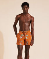 Men Swim Shorts Embroidered Glowed Stars - Limited Edition Caramel 正面穿戴视图