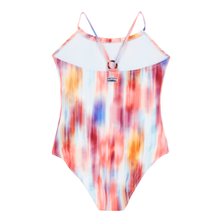 Girls One-Piece Swimsuit Ikat Flowers Multicolor back view