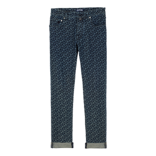Pantalón vaquero de algodón de cinco bolsillos con estampado por corrosión Micro Turtles para hombre Dark denim w1 detalles vista 6