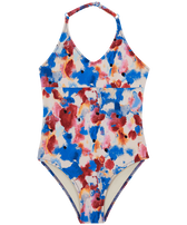 Girls One-piece Swimsuit Flowers in the Sky Palace front view