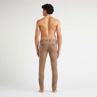 Men Tencel Cotton Chino Pants Solid Tobacco back worn view