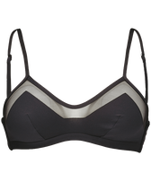 Top bikini donna effetto trasparente Nero vista frontale