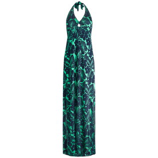 女士 Flowers Paradise 挂脖式超长款连衣裙 Green paradise 正面图