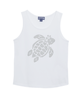 Camiseta sin mangas de algodón con estampado Turtle Glitter para niña Blanco vista frontal