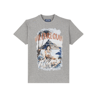 T-shirt uomo in cotone VBQ Moorea Grigio viola vista frontale