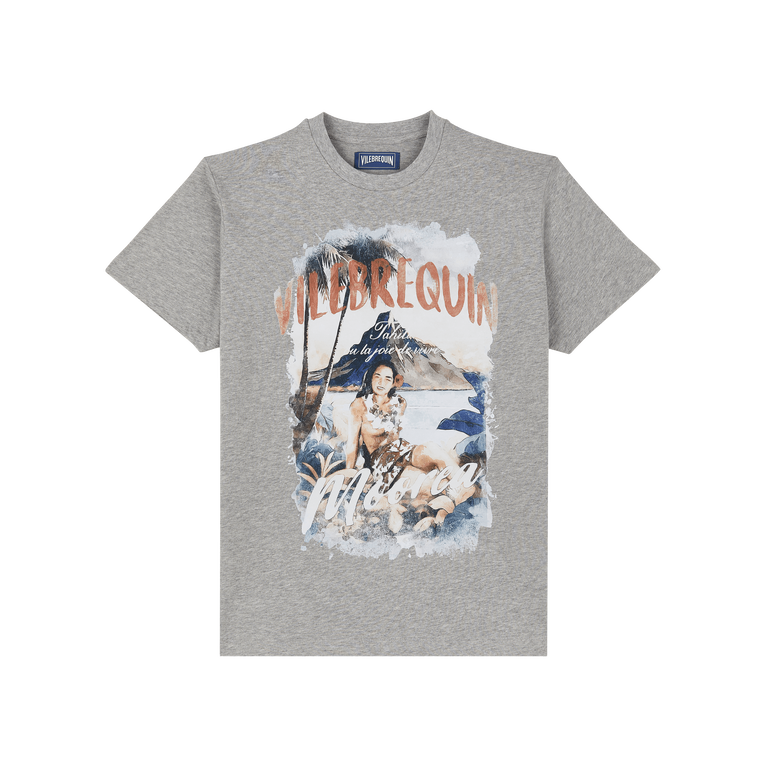 Vilebrequin Men Cotton T-shirt Vbq Moorea - Portisol - Grey - Size M