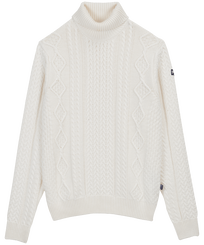 Men Others Solid - Men Cotton Cashmere Turtleneck Sweater, Off white front view
