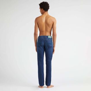 Men 5-Pockets Denim Pants Tropical Flowers Med denim w2 back worn view