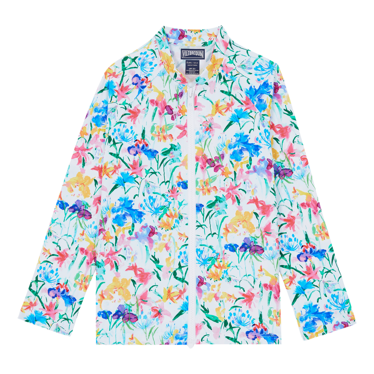 Happy Flowers Rashguard Mit Reißverschluss Für Kinder - Ginko-z - Weiss - Größe 8 - Vilebrequin