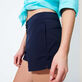 Pantalón corto de color liso para mujer Azul marino detalles vista 2