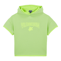 Boys Embroidered Logo Short-Sleeved Hoodie Sweatshirt Lemongrass front view