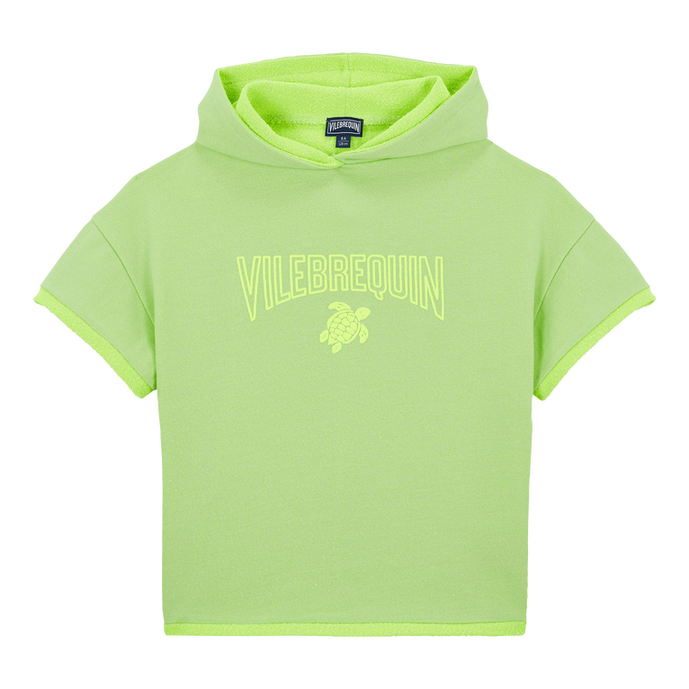 Boys Embroidered Logo Short-sleeved Hoodie Sweatshirt - Geo - Green