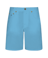 男士纯色棉质百慕大短裤 Blue topaz 正面图