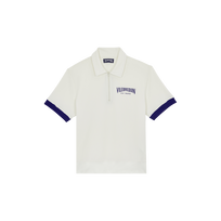 Men Cotton Polo Vintage Bicolor Logo Off white front view