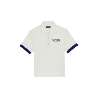 Men Cotton Polo Vintage Bicolor Logo Off white front view